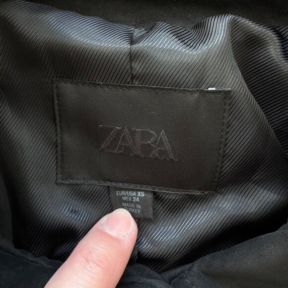 ZARA Black Faux Suede Cropped Jacket New without tags Size XS 🖤 - Picture 14 of 16